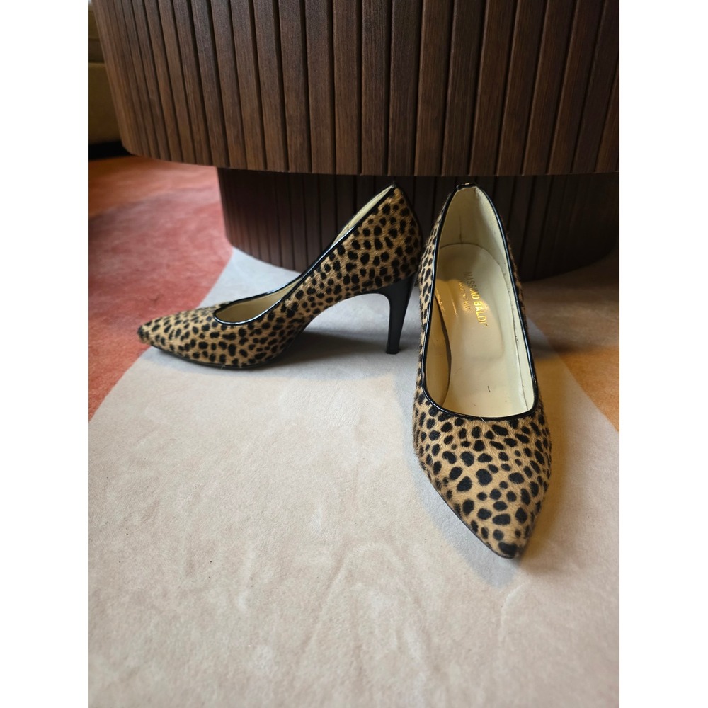 Massimo Baldi Leopard Calf Hair Pumps Womens 36 Brown Stiletto Italy Pointed Toe